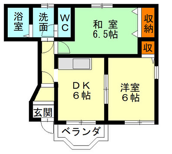 ガーデンハウスK　B棟 103｜栃木県佐野市大橋町(賃貸アパート2DK・1階・44.26㎡)の写真 その2