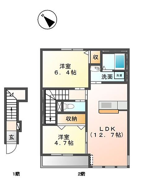 ボン　シャンス　II ｜栃木県栃木市大平町富田(賃貸アパート2LDK・2階・54.31㎡)の写真 その4