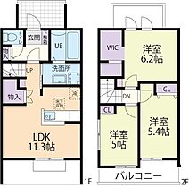 Grande（グランデ） 102 ｜ 栃木県佐野市山越町82-2（賃貸タウンハウス2LDK・1階・67.28㎡） その2