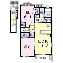 セーリオII 201 ｜ 栃木県佐野市犬伏新町1124-6（賃貸アパート2LDK・2階・57.07㎡） その2