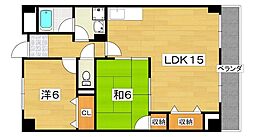 マンショングランメール 4階2LDKの間取り