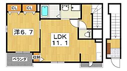 オークビレッジ2 1LDKの間取図画像