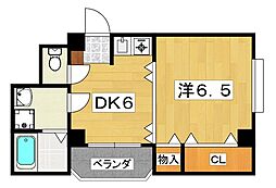 サンライズM・T 1DKの間取図画像