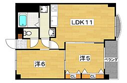 大作ビル 2LDKの間取図画像