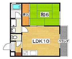コーポ西森香里園 1LDKの間取図画像