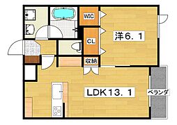 ビブレアンサンブル 1LDKの間取図画像