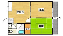 シャトーレジデント池田 2DKの間取図画像