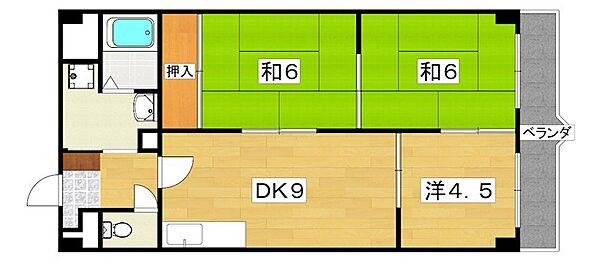 SUNミネマツ ｜大阪府寝屋川市香里新町(賃貸マンション3DK・3階・56.92㎡)の写真 その2