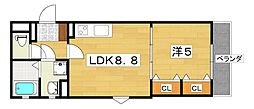 Gran　Claudia寝屋川 2階1LDKの間取り