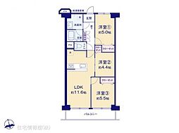 海老名スカイハイツ 3LDKの間取図画像