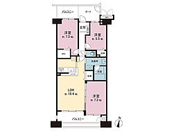 エステ・スクエア小田急相模原ステージ5 3LDKの間取図画像
