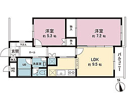 GSハイム武蔵野台 2DKの間取図画像
