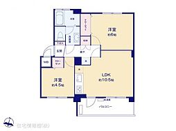 けやき台団地35号棟(国立) 2LDKの間取り