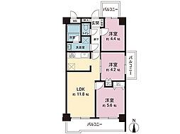 コスモ大宮日進 3LDKの間取図画像