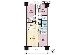 タイムズアリーナ千葉中央アクティタワー 3LDKの間取図画像
