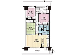 サーパス中河原 3LDKの間取図画像