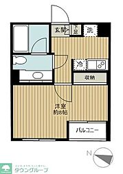 プラザ中落合 3階1Kの間取り
