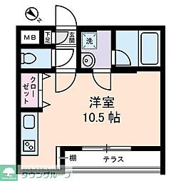 ポルタ西新宿 1階ワンルームの間取り