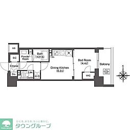 コンフォリア東新宿 7階1DKの間取り