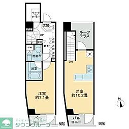 ライオンズフォーシア中野 8階1LDKの間取り