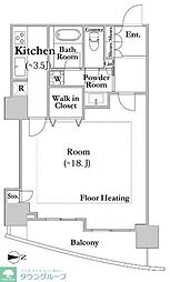 河田町ガーデン　クラブフロア 31階1Kの間取り