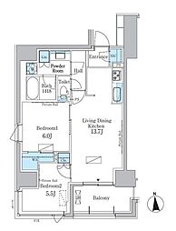 パークアクシス新宿百人町 2階2LDKの間取り