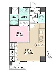 アビオン中野坂上 5階1LDKの間取り