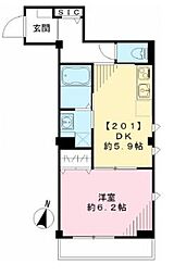 グランメゾン阿佐ヶ谷 2階1DKの間取り