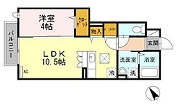 ルーアン 1階1LDKの間取り