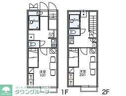 レオパレス五ノ坂 1階1Kの間取り
