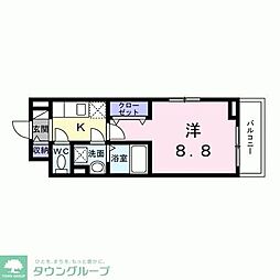 ベル西早稲田 3階1Kの間取り