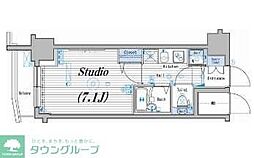 グランド・ガーラ新宿 4階1Kの間取り