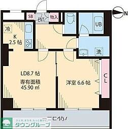 クレストヒル桃ケ丘 1LDKの間取図画像