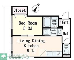 アステール渋谷本町 1LDKの間取図画像
