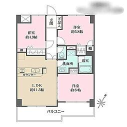 コート・イシハラ 3LDKの間取図画像