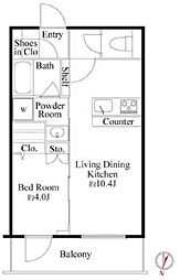 LAMIACASA東中野 1LDKの間取図画像