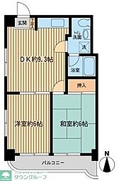 ヴィラ.サンベルナール 2DKの間取図画像