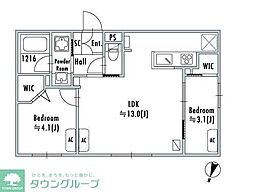 中野区鷺宮3丁目マンション 2LDKの間取図画像