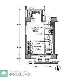 パークアクシス渋谷桜丘WEST 1LDKの間取図画像