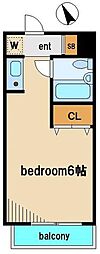 スカイコート高円寺3 1Kの間取図画像