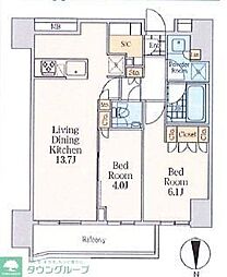 クレストコート中野富士見町 2LDKの間取図画像