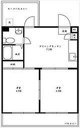 フォンテーヌ中野 2DKの間取図画像