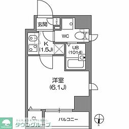 アジールコート中野坂上 1Kの間取図画像