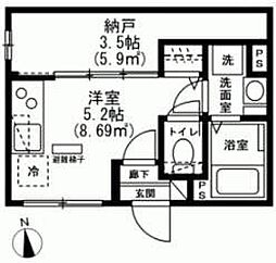 Persimmon 3階ワンルームの間取り