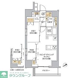 リビオメゾン新宿ｗｅｓｔ 10階2LDKの間取り