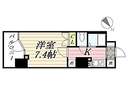 フェルテ中野 8階1Kの間取り