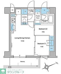 ルフォンプログレ中野坂上 2階2LDKの間取り