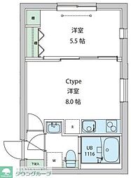 レオーネ早稲田 2階1LDKの間取り