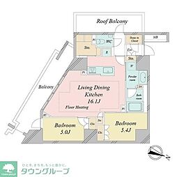 ドゥーエ早稲田 10階2LDKの間取り