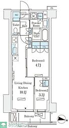 ロイヤルパークス赤羽サウス 4階2LDKの間取り
